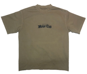 "Flower Tire" Oversized Raw Hem Tee - Khaki